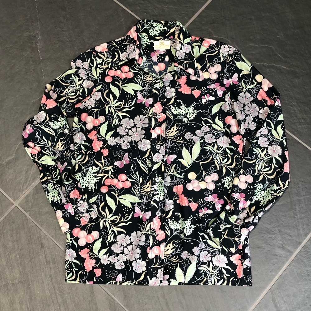 Vintage Floral Nylon 70’s Shirt Size M